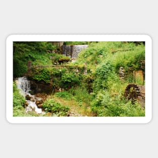 Mill Water Wheel and Stream Sticker